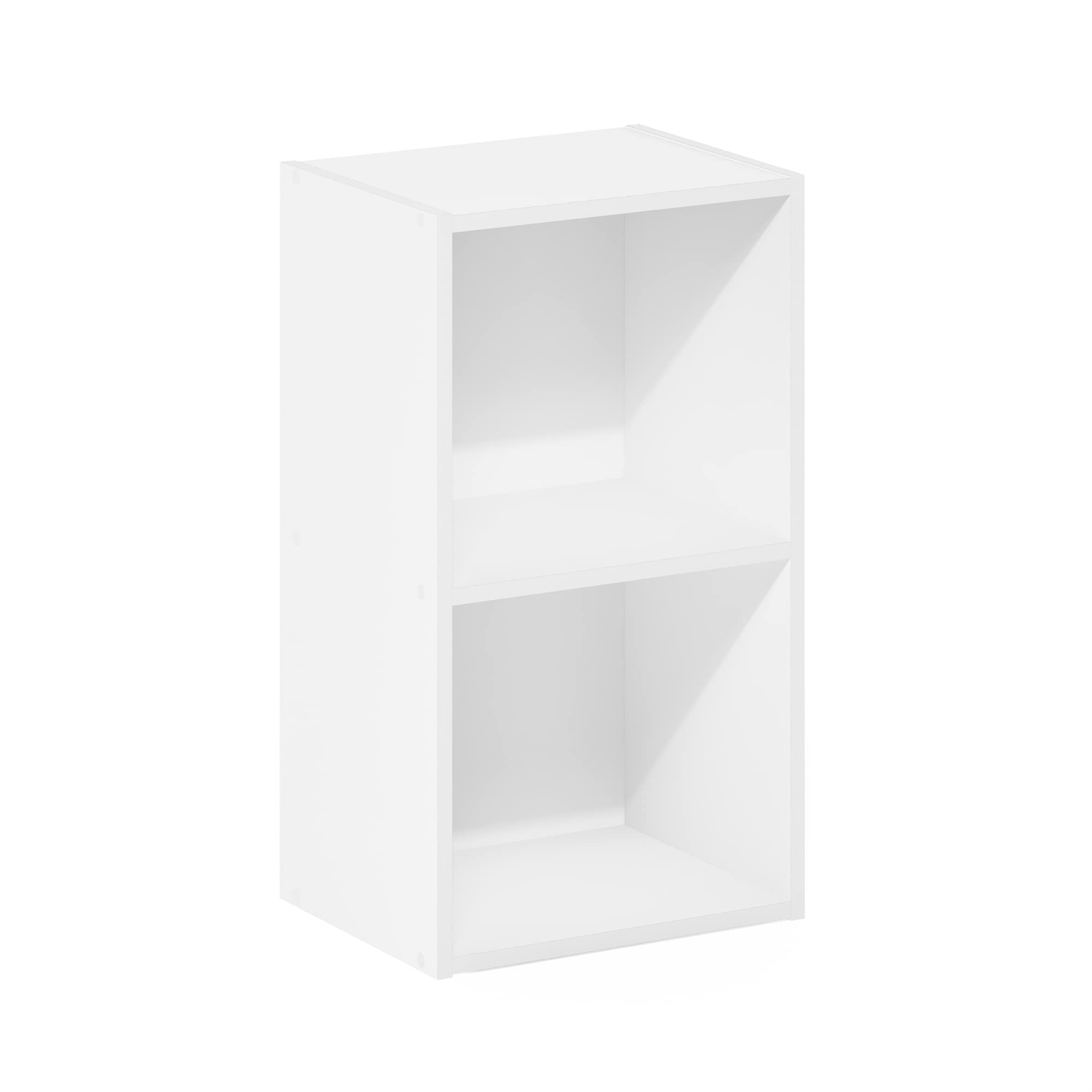 Furinno PASIR Book Shelf, 2-Tier Modern Bookshelf, Open Shelves Bookcase 9 x 12 x 21, for Living Room, Bedroom, Home Office, White