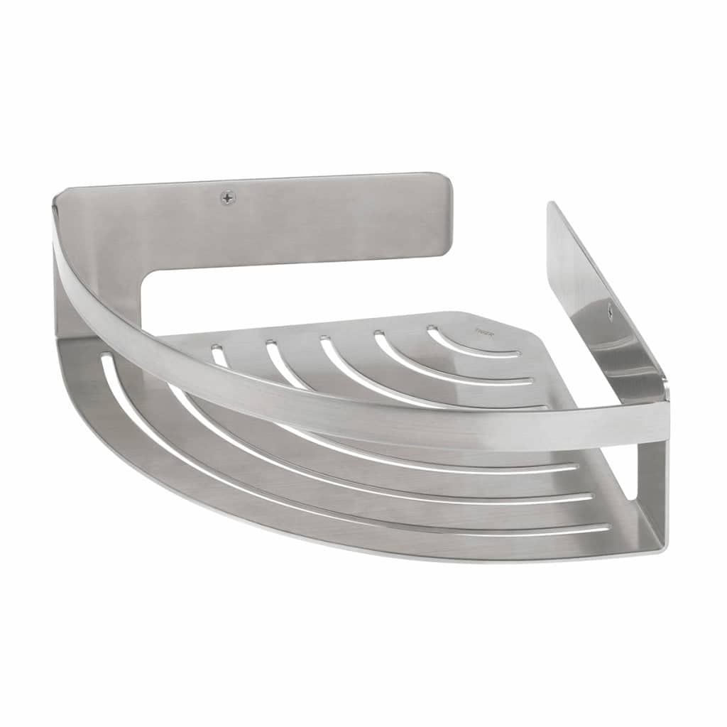 Tiger Caddy Corner Shower Basket, Stainless Steel Brushed, 22.4 x 7 x 22.4 cm
