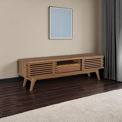 "Modway Render Mid-Century Modern Low Profile 59 Inch TV Stand, Wood, Walnut,"59" tv stand