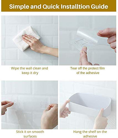 SUNFICON Adhesive Bathroom Shelf Organiser Shower Caddy Basket Wall Mounted Spices Storage Rack No Drilling Shower Shelf Bath Essentials Makeups