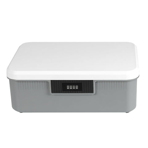 Lockable Medicine Box With 4-Digit Combination Lock, 26x22x12cm Gray