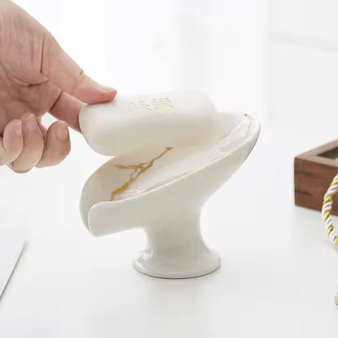 Urban London Premium Punch-Free Ceramic Soap Dish Self Draining Soap Dish for Shower Ceramic Soap Holder for Bathroom Kitchen Modern Bathroom