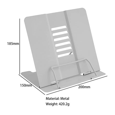 Book Stand, Multifunctional Metal Book Holder for Reading (Grey)