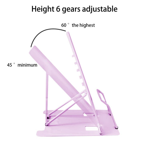 Book Stand, Multifunctional Metal Book Holder for Reading (Purple)