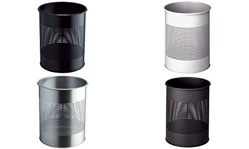 Durable Metal Round Waste Bin Black - 15 Litre Capacity - 165mm Perforated Ring Design - Waste Bin for Bedrooms, Offices, Bathrooms, etc.
