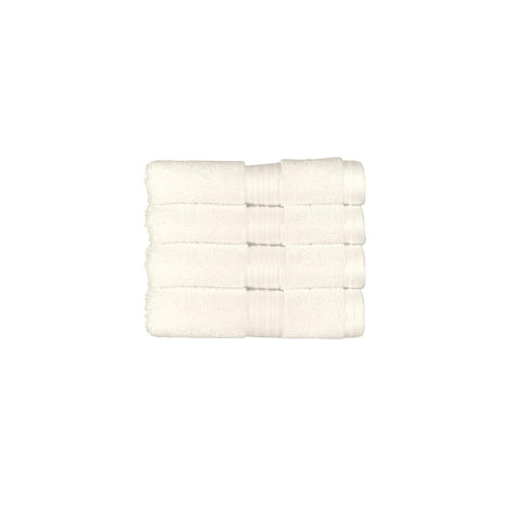 Christy Supreme Hygro 4 Face Cloths Set | Almond White | 100% Luxury Supima Cotton | Ultra Soft | Super Absorbent | 650GSM | 4 Wash Cloth Flannels