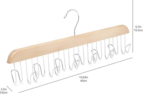2 Pack Belt Hanger for Closet, Sturdy Wooden Belt Holder with 8 Hooks, Wood Belt Organizer for Closet, Space Save Tank Top Bra Hanger