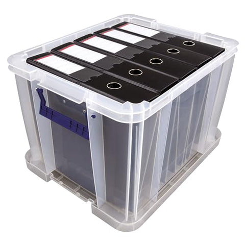 Bankers Box 3x 36L Plastic Storage Boxes with Lids. ProStore Super Strong Stackable Plastic Storage Boxes (31.5 x 47.5 x 38cm), Made in the UK, Clear