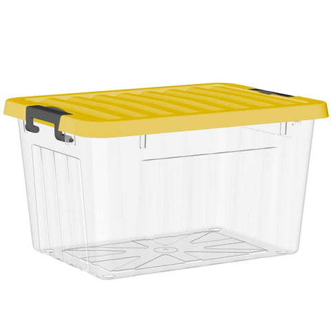 Cetomo 15L*6 Storage Boxes with Lids, Plastic Storage Box with Secure Side Latches, PP Nestable and Stackable Clear Organizer for Home, Office