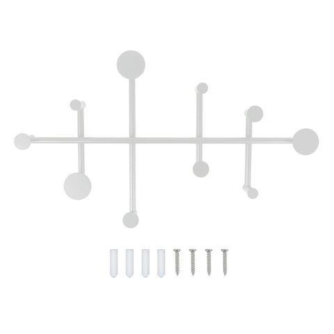 XLSBZ Coat Rack Shelf Wall Mounted,Modern Metal Coat Rack with 10 Hooks,Coat Hanger Wall Hooks for Clothe, Shats, Scarves (White)