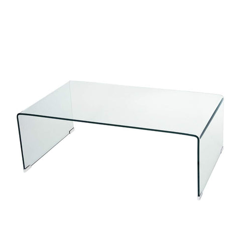Panana Clear Tempered Glass Coffee Table 100cm Length Compact Living Room Side End Table