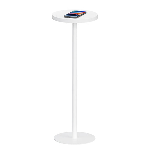 TUTOTAK Tall Round Side Table, Small End Table, Drink Table, Pedestal Side Table, livingroom, White TB01BW065EU