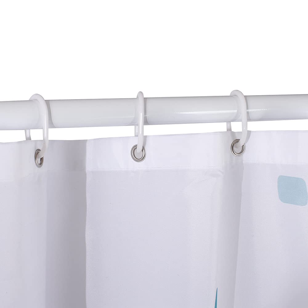 VIROSA Mosaic Blue Shower Curtain for Bathroom Anti Mould, Mildew Resistant | Size 180x180 cm (71 x 71 Inch) | Water Repellant Fabric | 100% Polyster