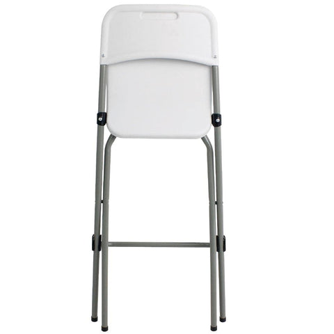 Bolero Folding High Stools Steel Frame Plastic Seat, Pack of 2, White