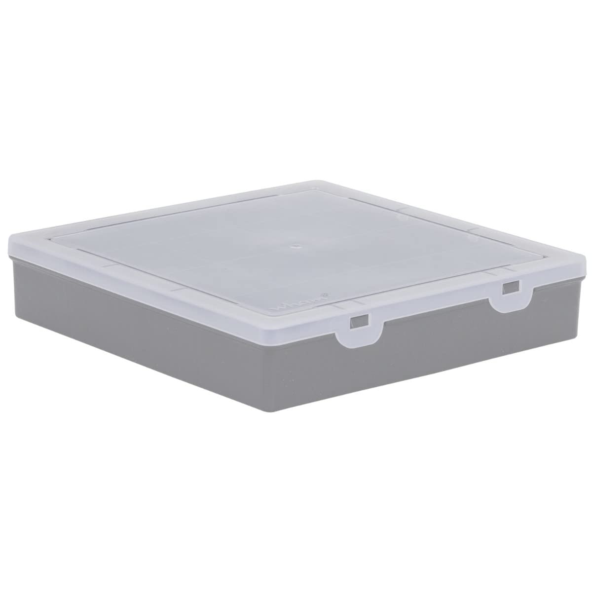 Wham 9.01 16 Division Square Plastic Craft DIY Storage Organiser Box Upcycled Soft Grey Clear Lid, 23.5 x 24.5 x 5cm