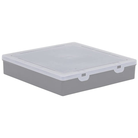 Wham 9.01 16 Division Square Plastic Craft DIY Storage Organiser Box Upcycled Soft Grey Clear Lid, 23.5 x 24.5 x 5cm