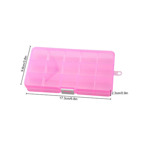 Jagowa 15 Grids Plastic Jewellery Organiser Bead Earring Storage Box Clear Plastic Storage Container With Adjustable Dividers for Small Accessories