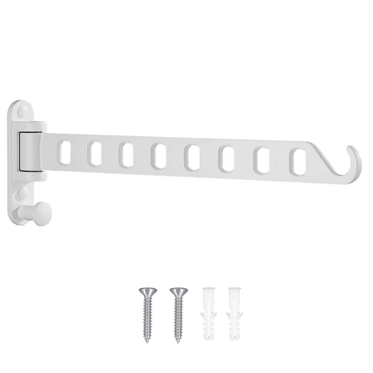 Lxoraziy Wall Mounted Clothes Hanger, Foldable Wall Clothes Airer, 180° Swivel Hanger, Wall Hook with Screw, for Laundry, Bathroom, Utility Room