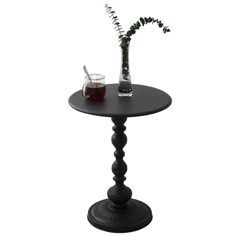 WDOPEN Metal Small End Table, Small Round Side Table, Matte Accent Coffee Drink Table, for Sofa, Bedroom, and Living Room Corners (Black)
