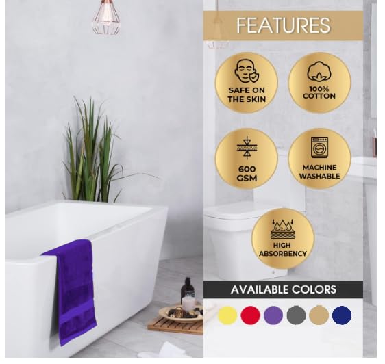 Ample Decor Cotton Washcloths Set 10, 30 X 30 cm, 100% Cotton Premium Quality Flannel Face Cloths, Highly Absorbent Fingertip Towels - Purple
