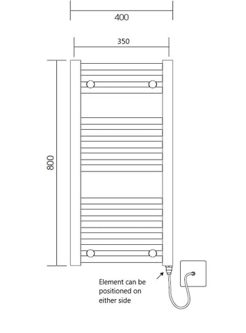 Greenedhouse 400w x 800h Black Electric Flat Heated Towel Rail Bathroom Radiator