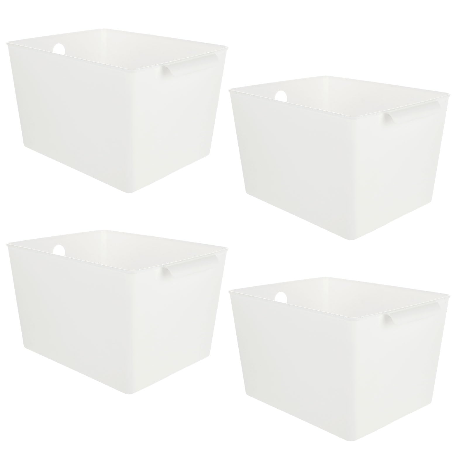 ASelected 4Pcs Plastic Storage Boxes With Handle White Box 26X19X15Cm Cupboard Storage Boxes Plastic Storage Basket Kitchen Cupboard Home And