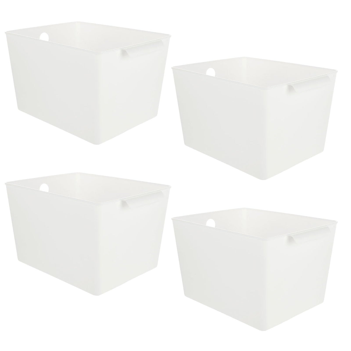 ASelected 4Pcs Plastic Storage Boxes With Handle White Box 26X19X15Cm Cupboard Storage Boxes Plastic Storage Basket Kitchen Cupboard Home And