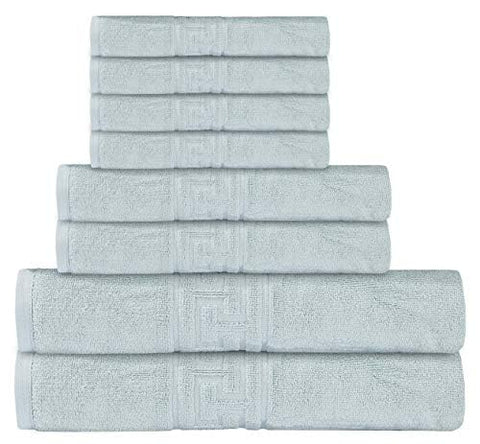 DTEX HOMES 8 Piece Towel Set 100% Egyptian Cotton 600 GSM, 2 Bath Towels, 2 Hand Towels, 4 Washcloths - Duckegg