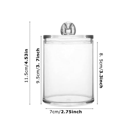 Tharvolex Clear Plastic Cotton Bud Holder 10 Oz Bathroom Jars with Lids - 4 Pack for Cotton Pads and Balls
