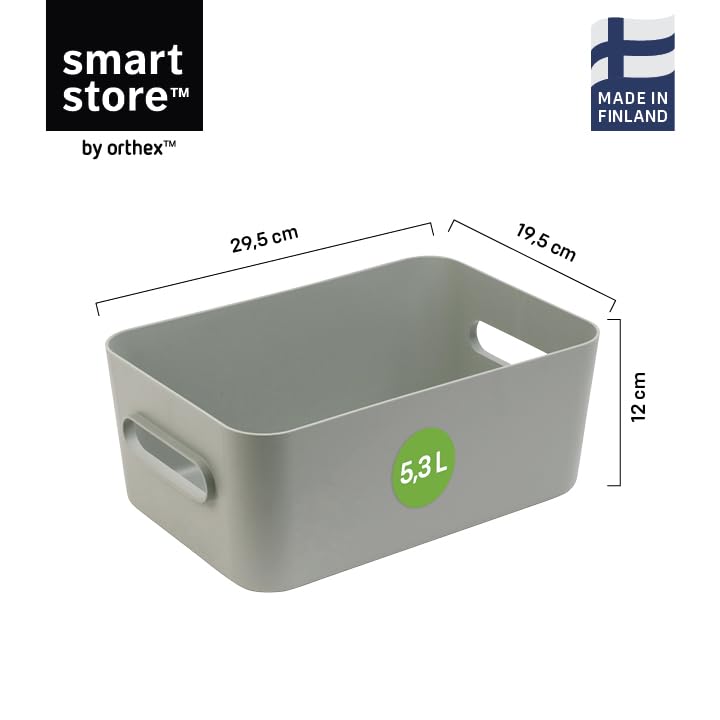 SmartStore Medium Plastic Storage Box with Handles 5× 5.3 L | Organiser Basket for Bathroom, Laundry, Kitchen, Office Drawers and Shelves