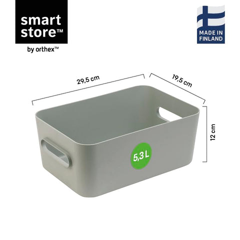 SmartStore Medium Plastic Storage Box with Handles 5× 5.3 L | Organiser Basket for Bathroom, Laundry, Kitchen, Office Drawers and Shelves