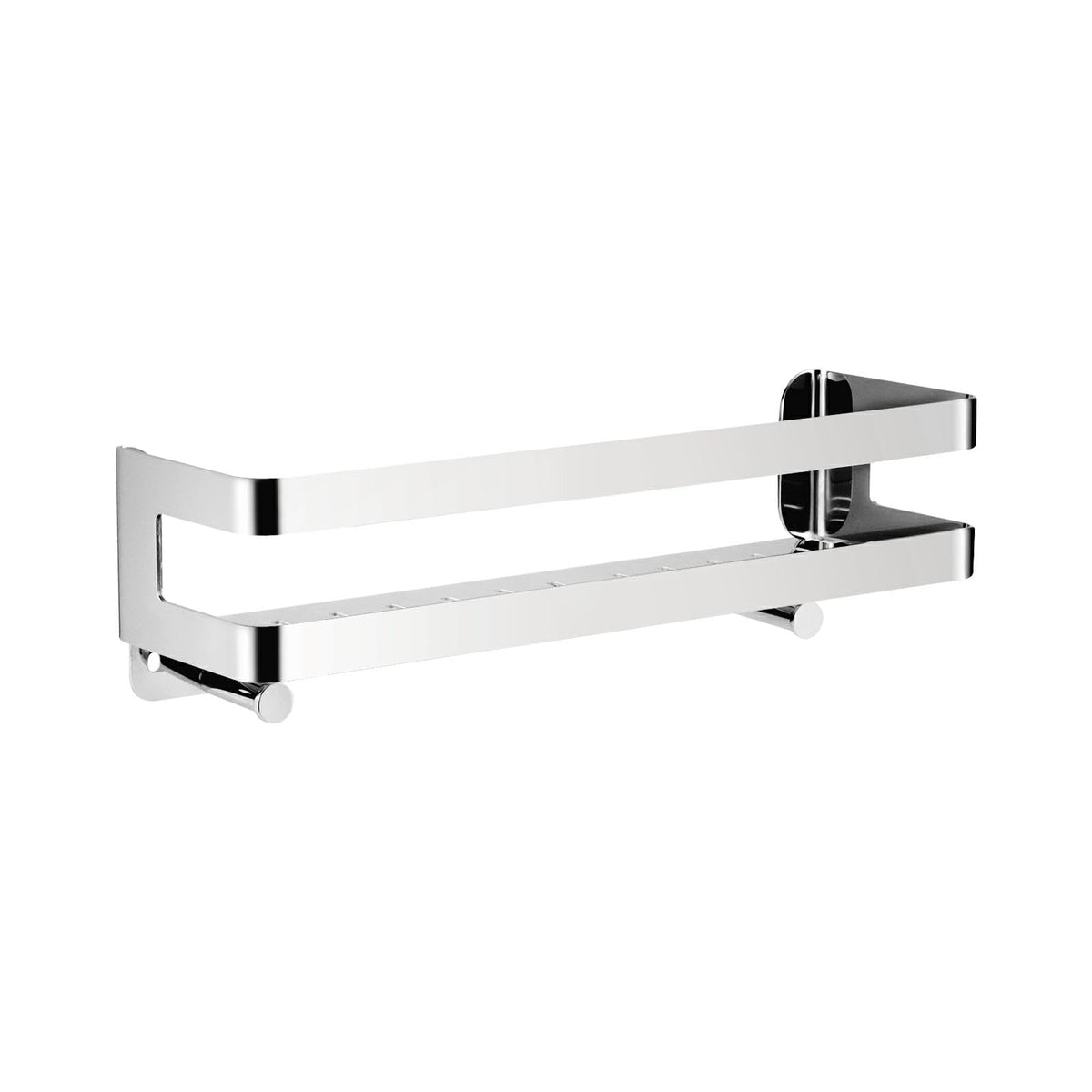 RYing Shower Caddy,Wall Mounted Shower Shelf with Hooks, Stainless Steel lavatory Organiser for Shampoo and Bath Gel,Chrome (30cm)