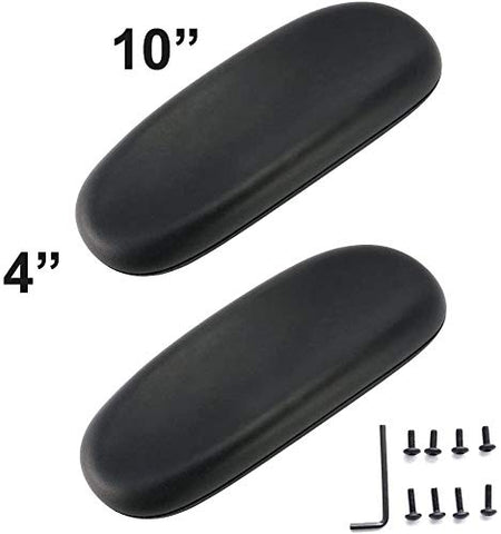 MySit Office Chair Armrest Replacement Set of 2 chair armrest pad PU Armrest Pads Univeral 4" Mounting Hole for Chair,Office Chair Part Black