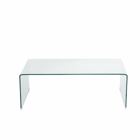 Panana Clear Tempered Glass Coffee Table 100cm Length Compact Living Room Side End Table