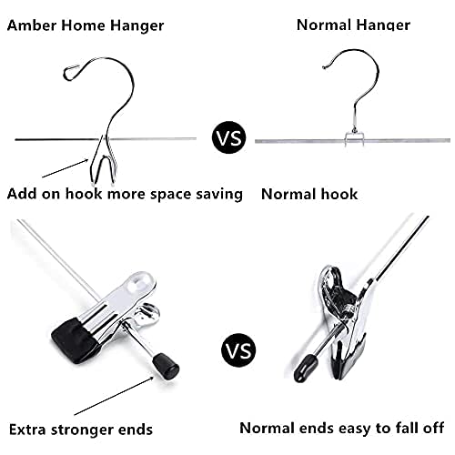 Amber Home 26 Pack Heavy Duty Add on Metal Pants Skirt Hangers, Stackable Add-on Metal Clothes Hangers with 2-Adjustable Clips