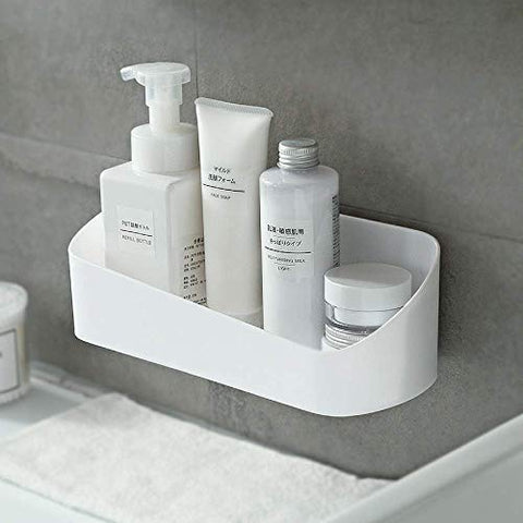 SUNFICON Adhesive Bathroom Shelf Organiser Shower Caddy Basket Wall Mounted Spices Storage Rack No Drilling Shower Shelf Bath Essentials Makeups