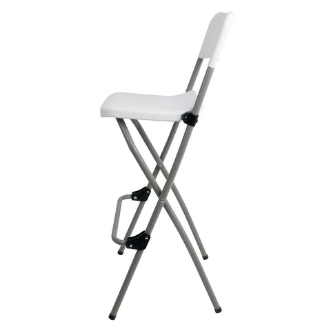 Bolero Folding High Stools Steel Frame Plastic Seat, Pack of 2, White