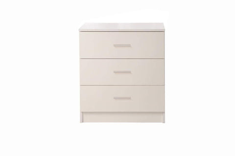 Timber Art Design 3 Drawer Bedroom Chest of Drawers with Metal Handles & Runners Storage Organiser Unit for Bedroom Hallway Living Room Bedside