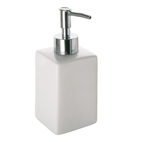 Gedy Queenstown Soap Dispenser, Dimensions and Weight: 16, 5 x 6.5 cm & 0.5 kg, Soap Dispenser in Eco Ceramic, White Finish, R&D Design