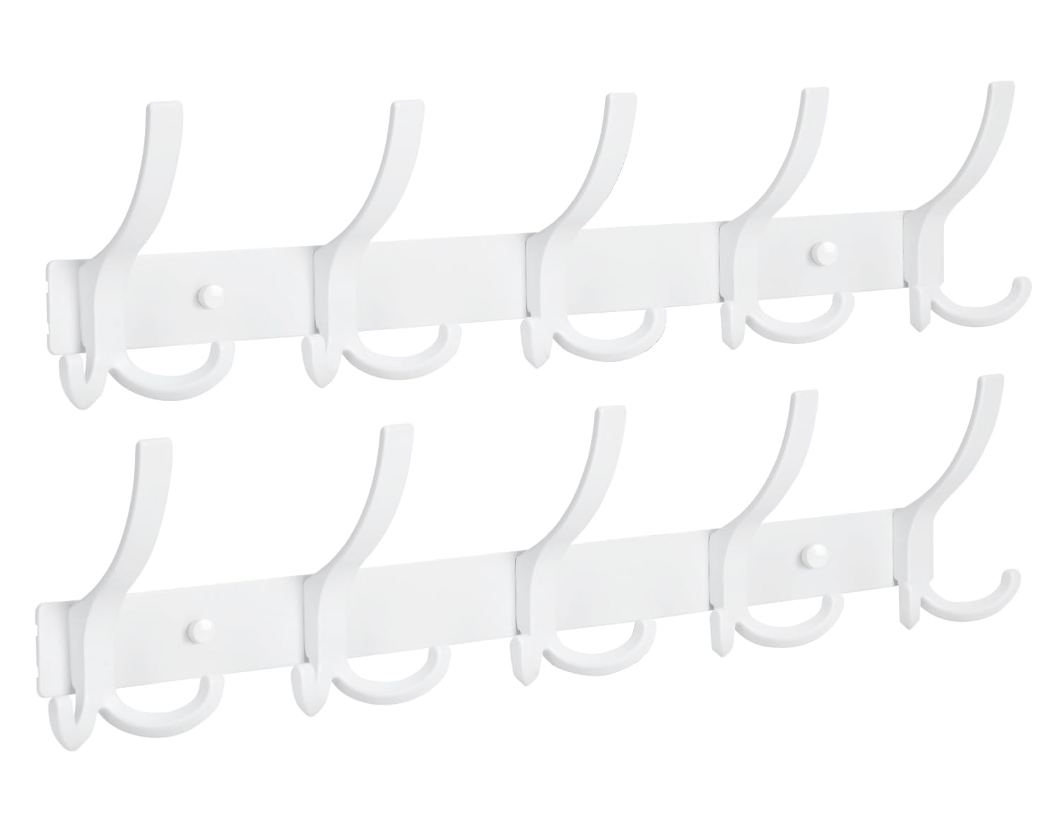 Optish Coat Hooks Wall Mounted, 2 Pack Coat Rack Wall Mount with 15 Hooks, White Wall Coat Hooks for Jackets, Hats, Bags, for Entryway, Bedroom