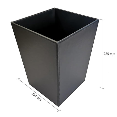 OSCO Faux Leather Waste Bin 12 L, Square Slim Office & Home Bin, Leather Finish Wastepaper Basket, Desk, Bathroom Rubbish Container