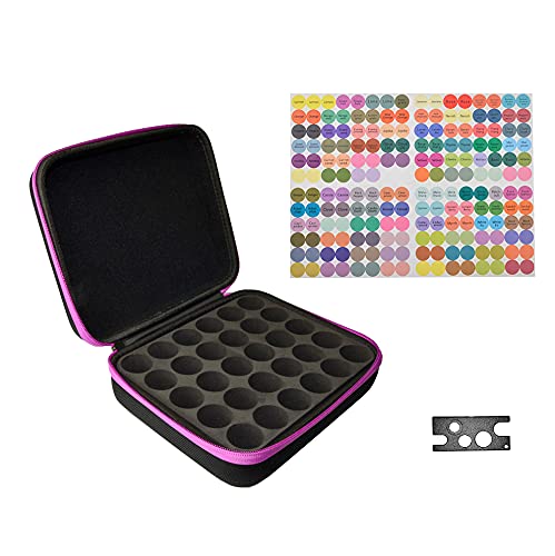30 Bottles Capacity 10ml 15ml Essential Oils Holder Traveling EVA Carrying Case Storage Box Organizer w/Label Stickers + Bottle Opener