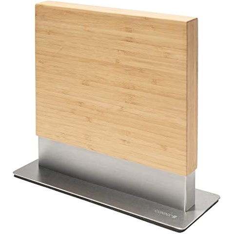 Coninx Magnetic Knife Holder with Display Stand, Double Sided Strong Magnetic Knife Block for Kitchen Counter top, Universal Empty Storage Organizer Block (Bamboo Wood)