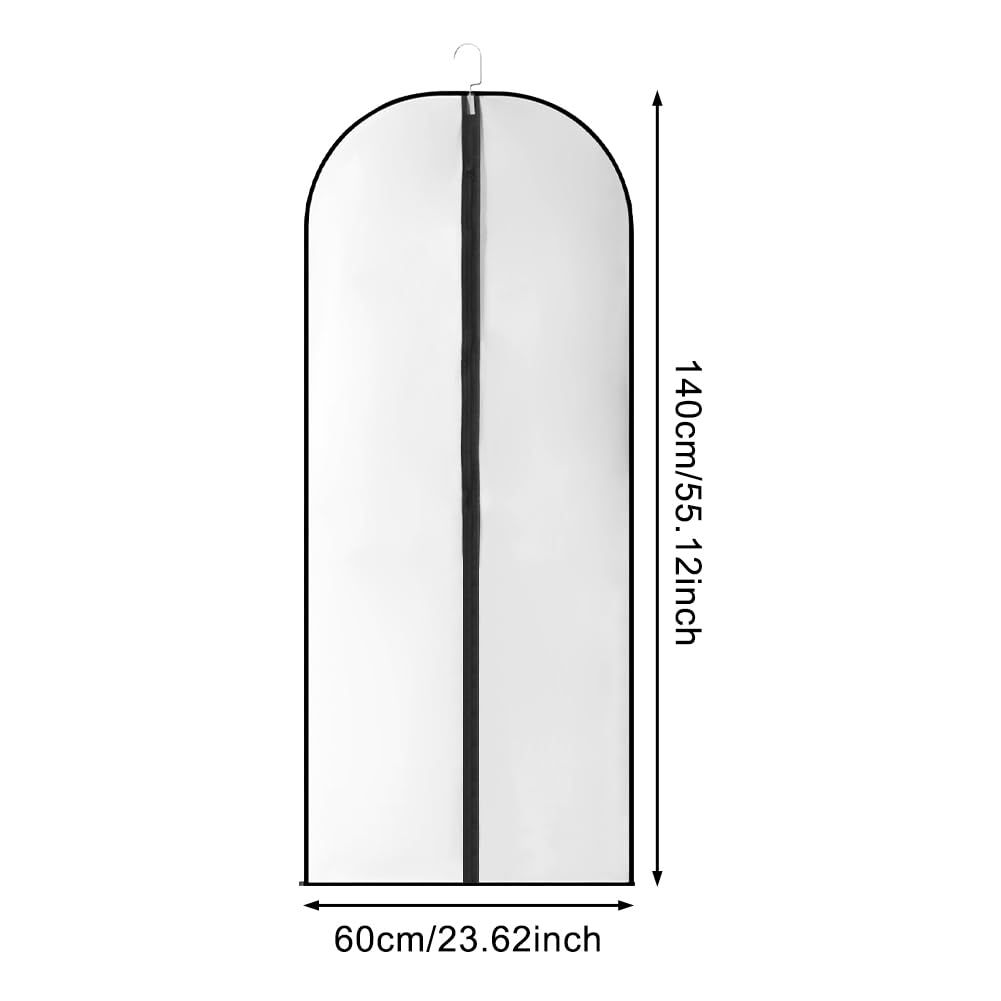 LianSinGo 2PCS Long Dress Bags Cover, 55x26 IN Garment Covers Translucent with Zipper, Waterproof Dustproof Garment Bags