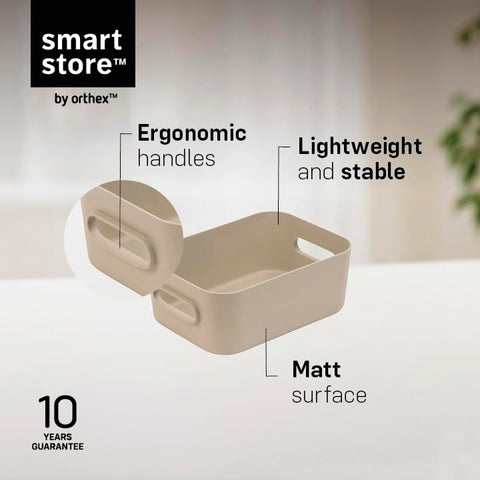 SmartStore Small Plastic Storage Box with Handles 8× 1.5 L | Organiser Basket for Bathroom, Laundry, Kitchen, Office Drawers and Shelves