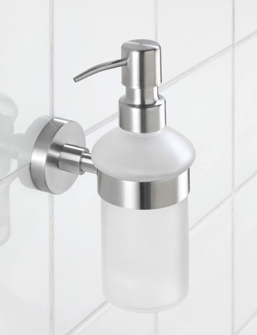 WENKO 19617100 Soap dispenser Bosio - Capacity: 0.2 l, Stainless steel, 7 x 18 x 11 cm, Matt