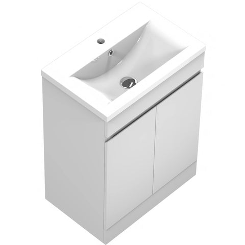 Biubiubath 500mm Bathroom Sink Unit with Basin Matt White 2 Soft Close Doors Freestanding Bathroom Suite with Vanity Unit