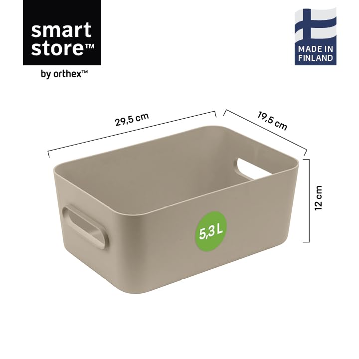 SmartStore Medium Plastic Storage Box with Handles 5× 5.3 L | Organiser Basket for Bathroom, Laundry, Kitchen, Office Drawers and Shelves