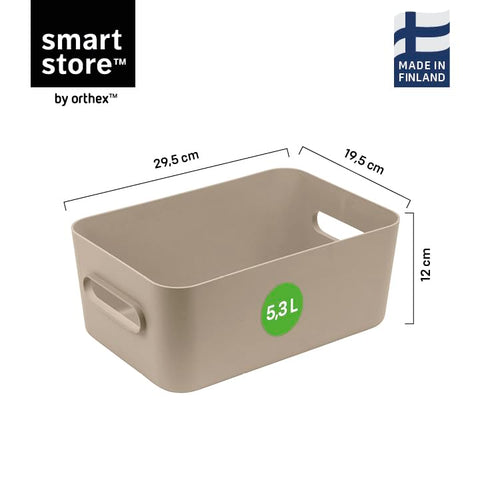 SmartStore Medium Plastic Storage Box with Handles 5× 5.3 L | Organiser Basket for Bathroom, Laundry, Kitchen, Office Drawers and Shelves