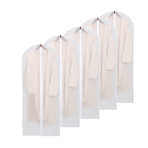 Garment Covers Dustproof Clothes Covers Moth Proof Coat Bag with Zip PEVA Translucent Dress Cover Waterproof Anti-mite Breathable Suit Protector 5pcs